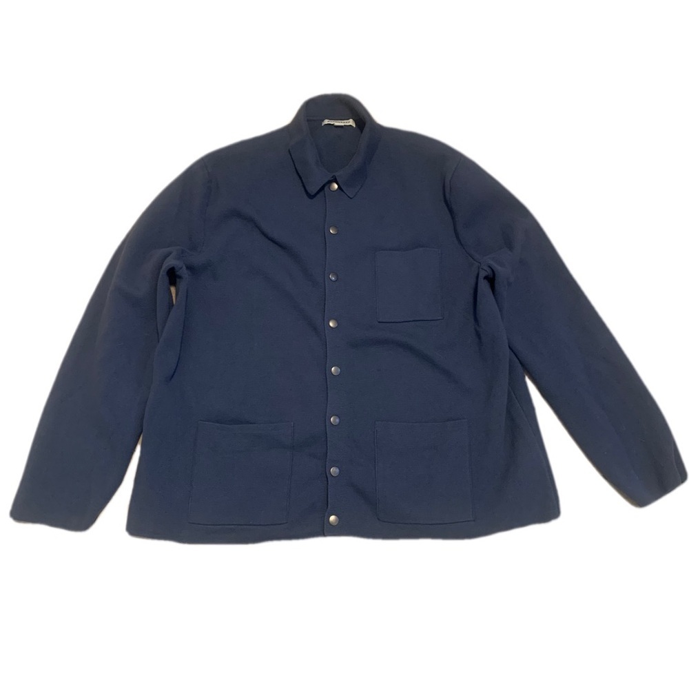 Men's M&S Autograph Dark Airforce Blue Full-Button Knit Jacket - 2XL